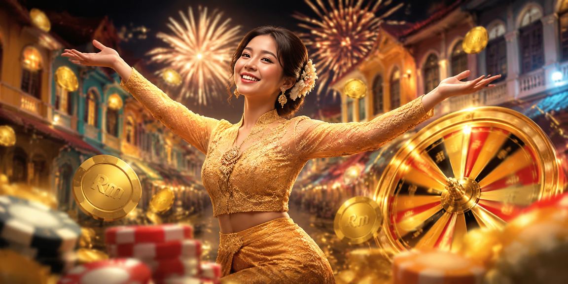 Pemain wanita berbaju kebaya bermain roulette di Pulau Pinang dalam suasana perayaan yang meriah